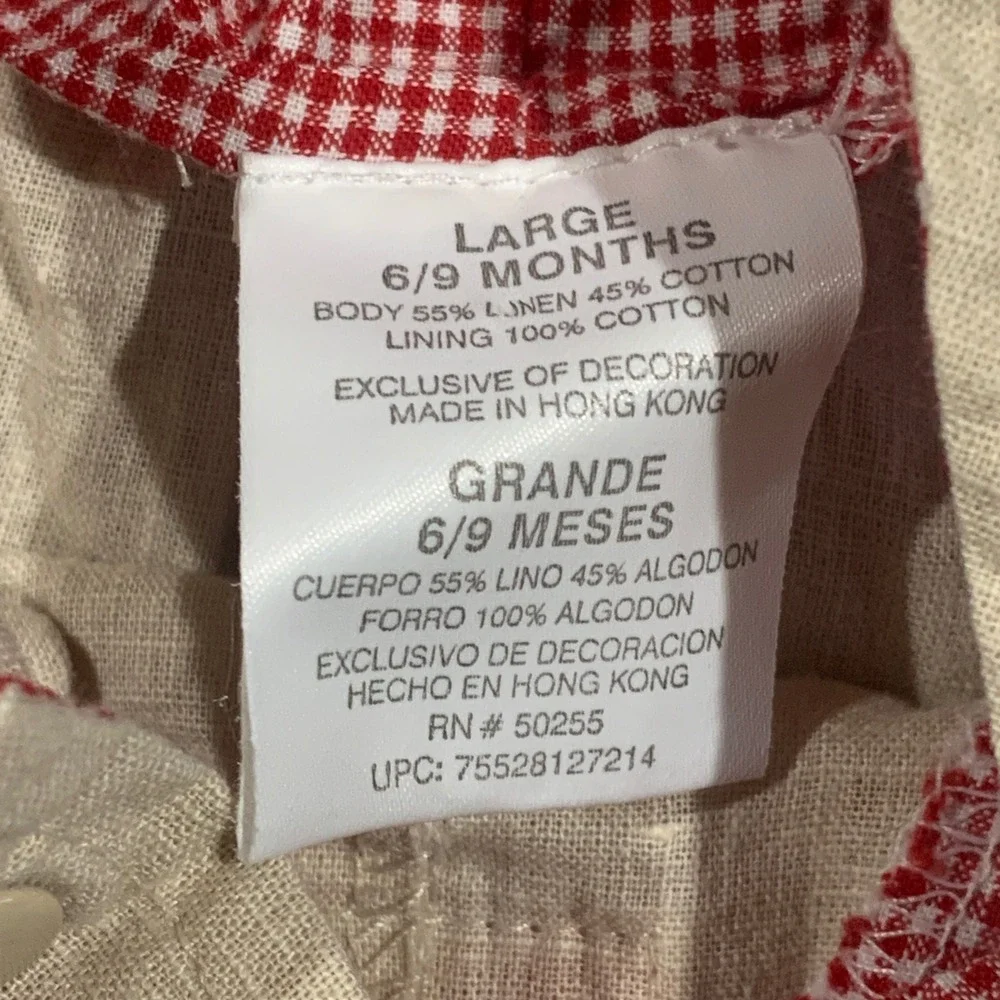 Best Buddies Baby Boys Linen Cotton Whale Shortall Romper Beige Red 6-9‎ Months